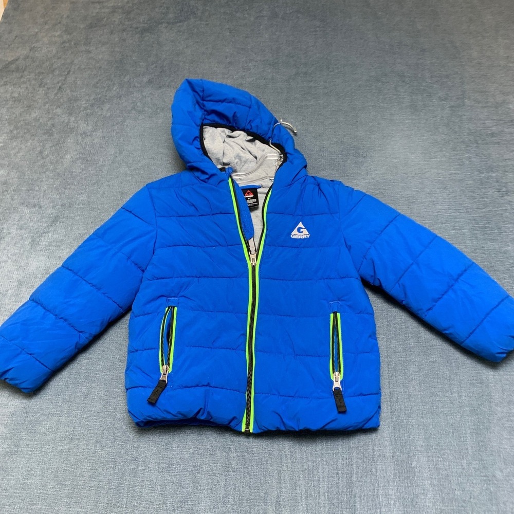 Gerry Bubble Puffer Jacket Toddler 4T Blue Jersey Lined Hooded Full Zip Outdoor